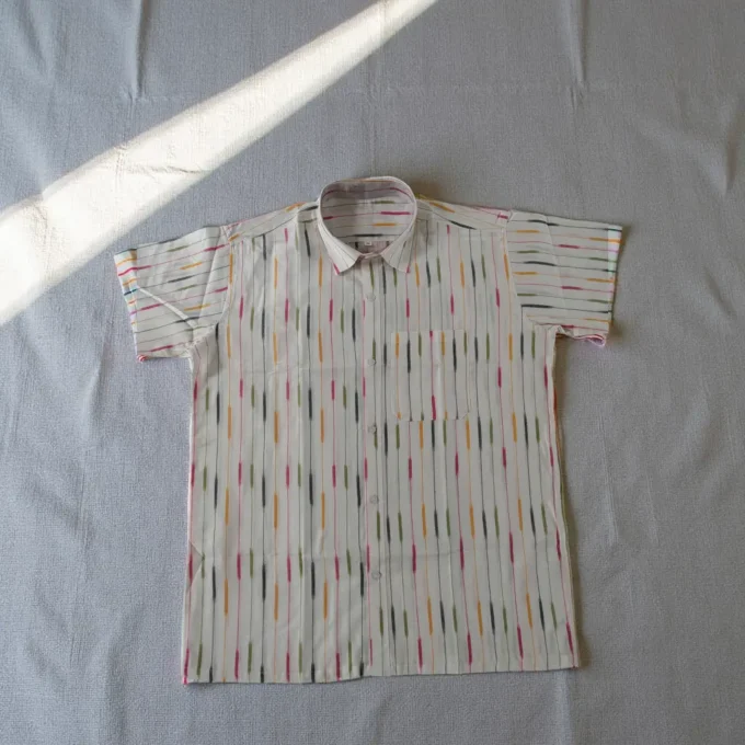 Multi Colour Ikat Cotton Shirt - unfolded